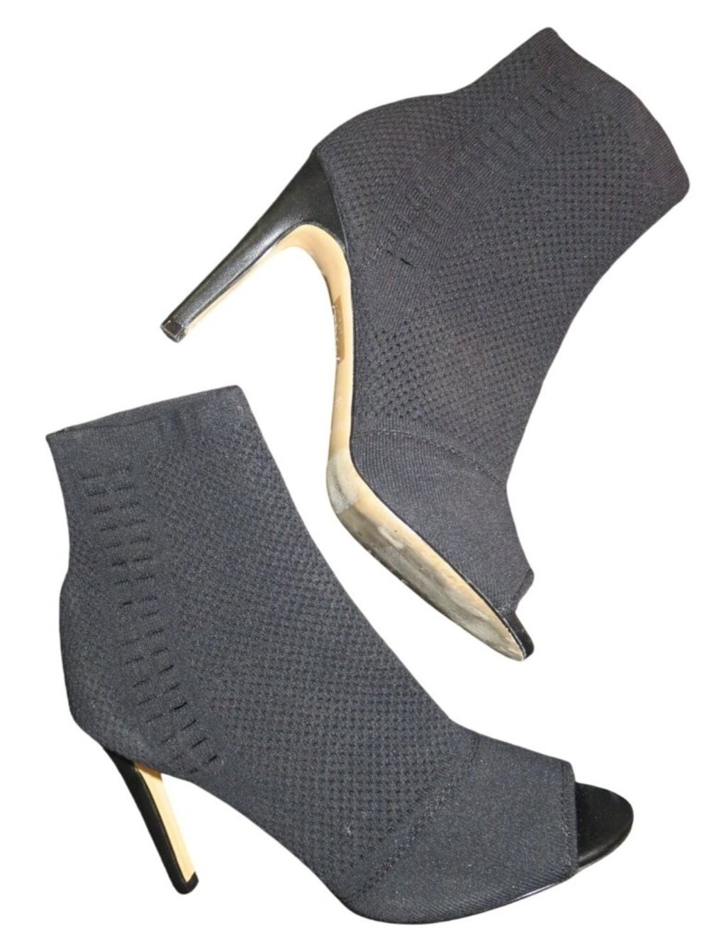 Express Black Knit Sock Mesh Open Toe Ankle Boots Booties size 8 - Picture 7 of 12